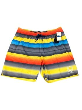 NWT Perry Ellis Men's Vibrant Striped Swim Shorts XL Redsand